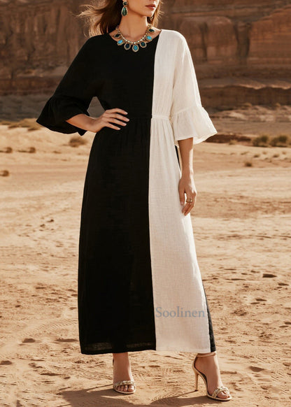 Asymmetrical Patchwork Cotton Robe Dresses Summer