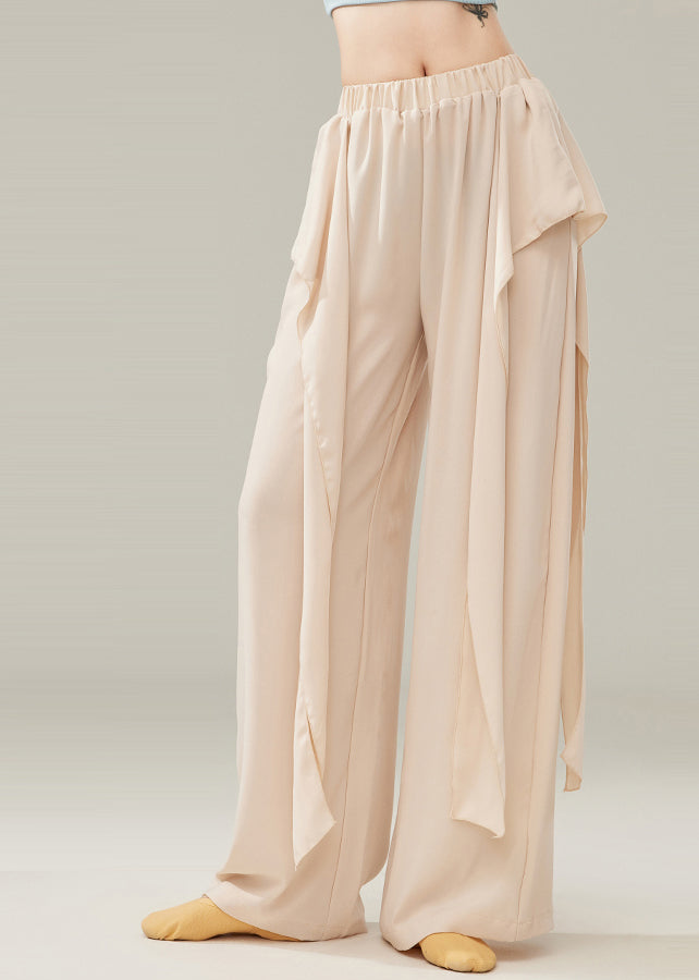 Beige Draping Cotton Dance Pants Spring