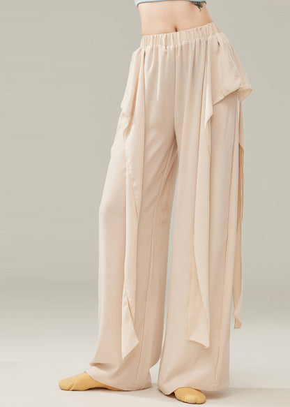 Beige Draping Cotton Dance Pants Spring