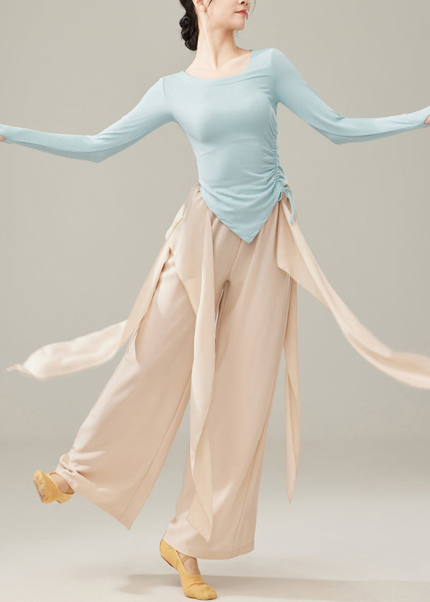 Beige Draping Cotton Dance Pants Spring