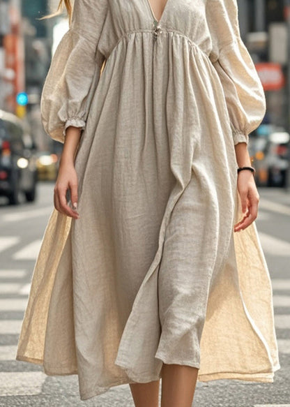 Beige Oversized Cotton Long Dresses Spring