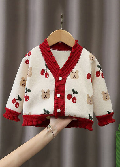 Beige Ruffled Button Print Warm Fleece Baby Coat Long Sleeve