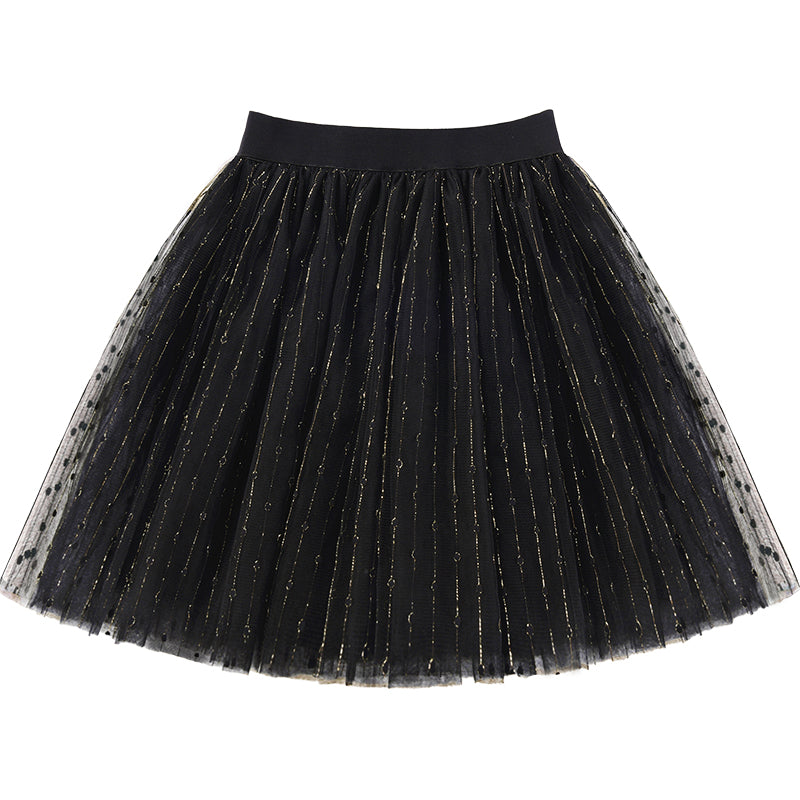 Black a Line Tulle Sequins Skirts Summer