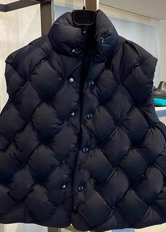 Black Button Duck Down Winter Down Vest