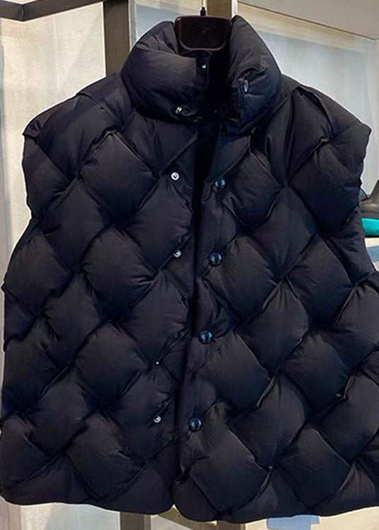Black Button Duck Down Winter Down Vest