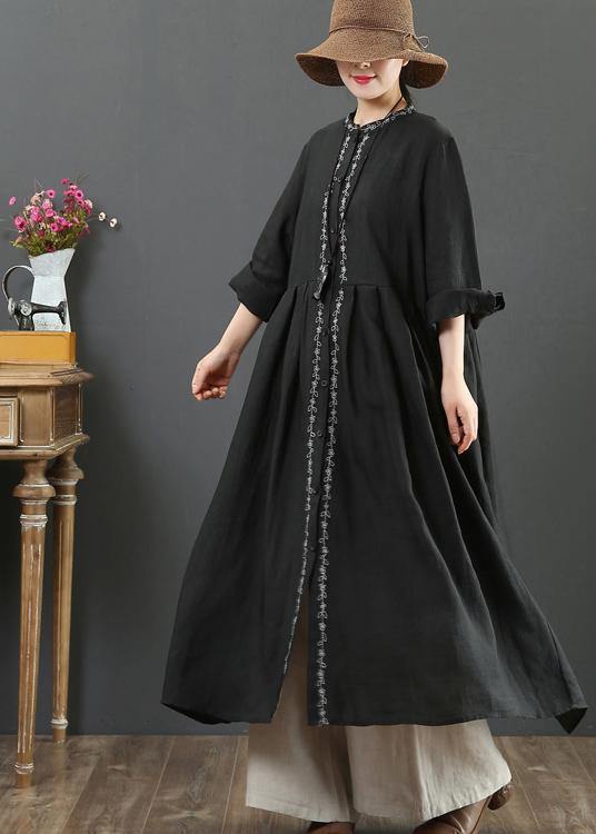 Black Clothes O Neck Cinched a Line Spring Dresses
