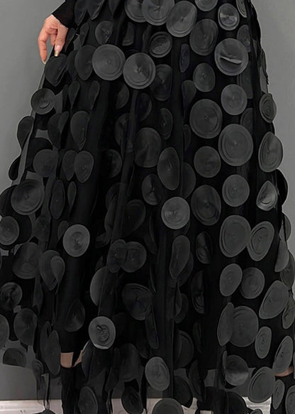 Black Dot Patchwork Tulle Skirt Fall
