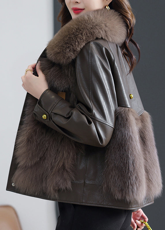 Fox Collar Button Sheepskin Coat Fall