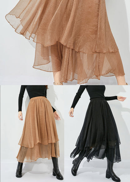 Black High Waist Layered Design Tulle Skirt Summer