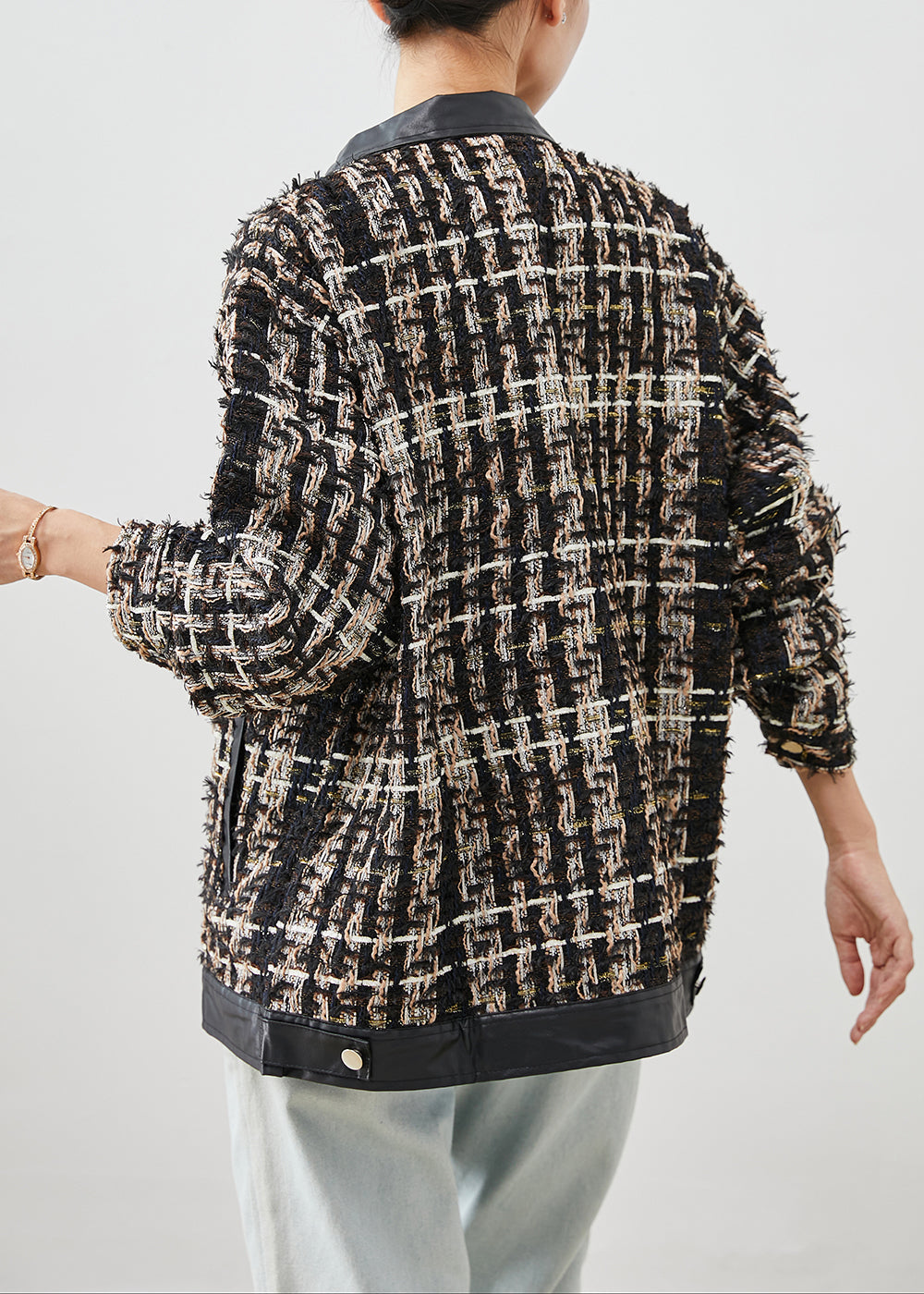 Black Peter Pan Collar Patchwork Cotton Coat Outwear Fall