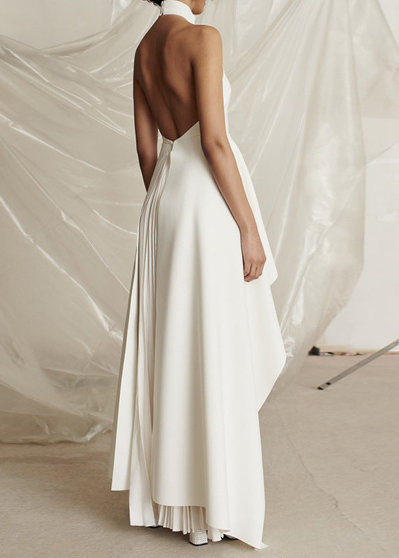 Black Turtleneck Asymmetrical Patchwork Maxi Vestidos Dresses Sleeveless