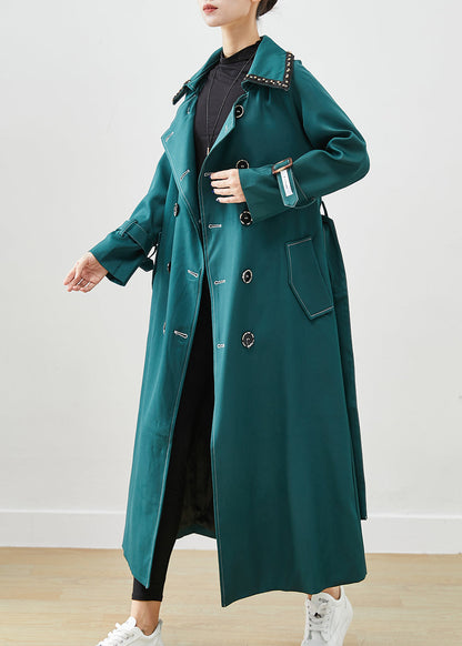 Blacksih Green Double Breast Pockets Cotton Coats Fall