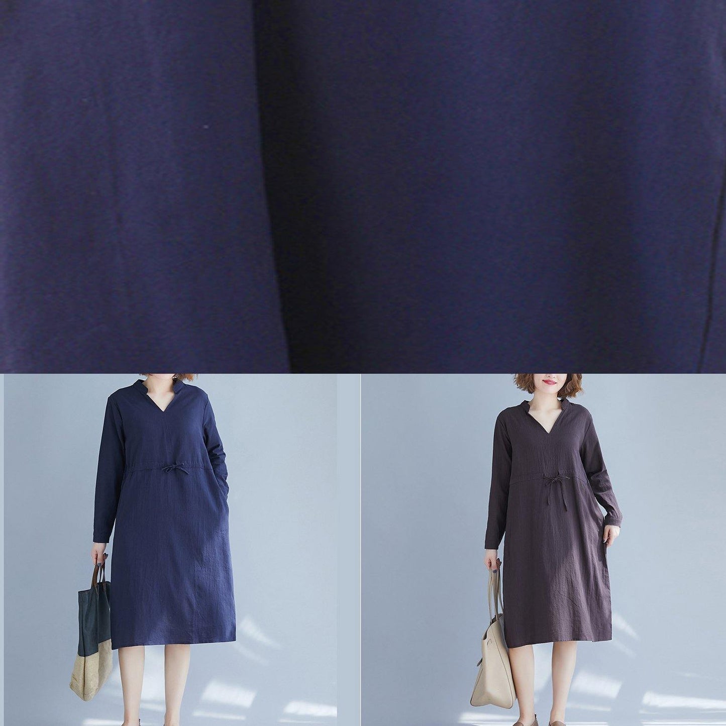 Blue Clothes for V Neck Drawstring Dresses Spring Dresses