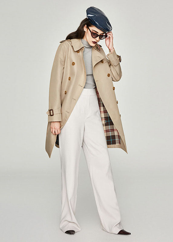 Blue Grey Peter Pan Collar Cotton Double Breast Trench Spring