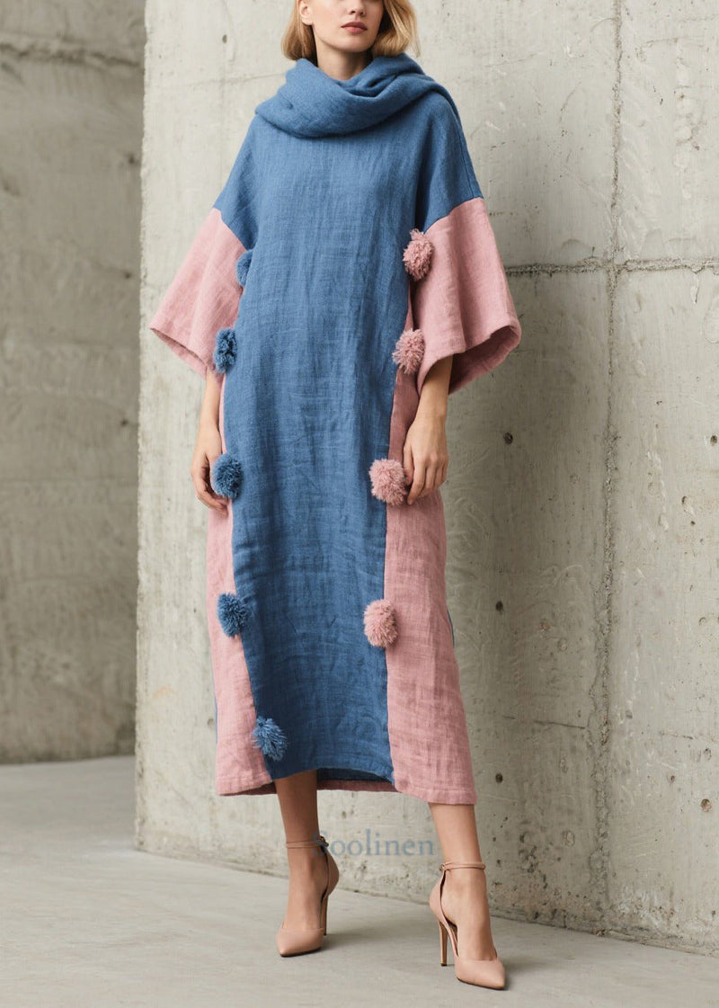 Blue Oversized Patchwork Fuzzy Ball Decorated Ankle Dress Bracelet Sleeve