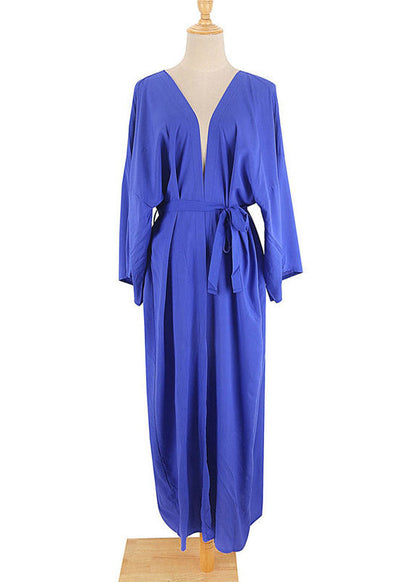 Blue Tie Waist Maxi Holiday Cardigans Summer