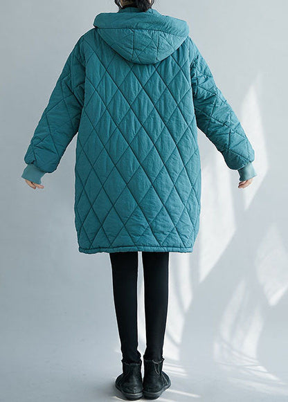 Blue Zip Up Thick Fine Cotton Filled Parka Winter