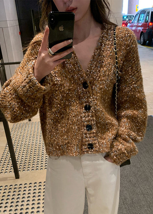 Brown Oversized Color Dots Knit Loose Coat Spring