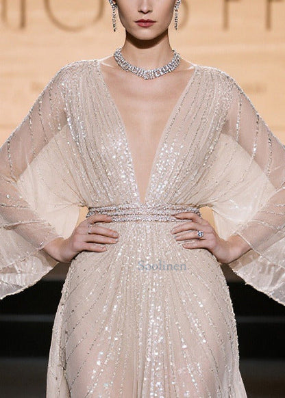 Champagne Sequins Hollow Out Tulle Party Dress Summer