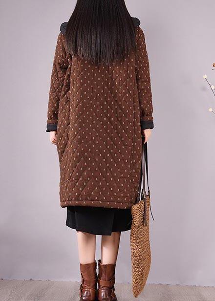 Chocolate Coat Hooded Pockets Outwear