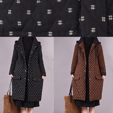 Chocolate Coat Hooded Pockets Outwear