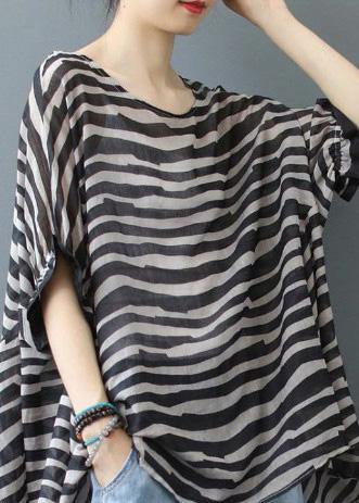 Chocolate Striped Clothes for O Neck Midi Blouse