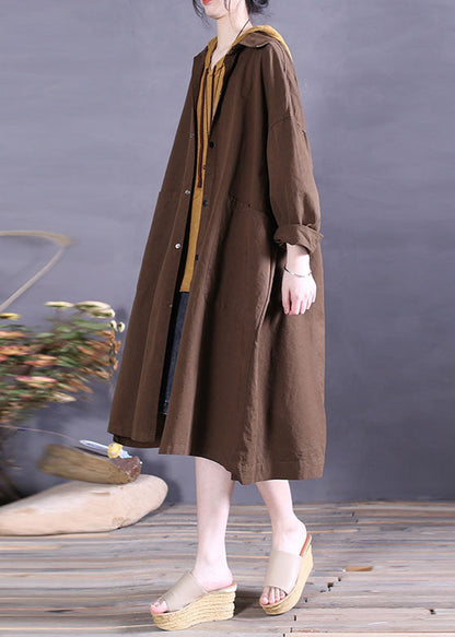 Chocolate Button Cotton Coat Spring
