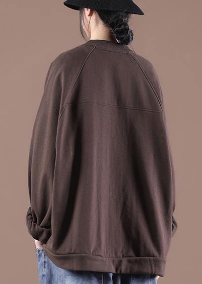Chocolate O-neck Sweatshirts Jacket