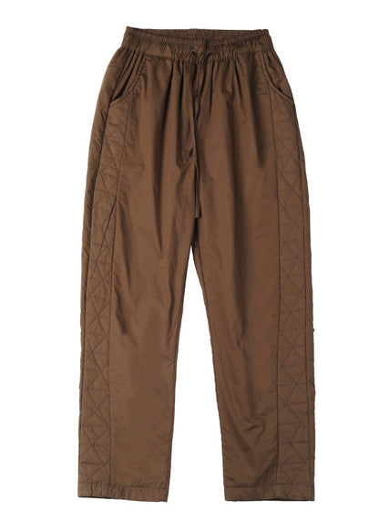 Coffee Oversized Warm Fine Cotton Filled Harem Pants Winter