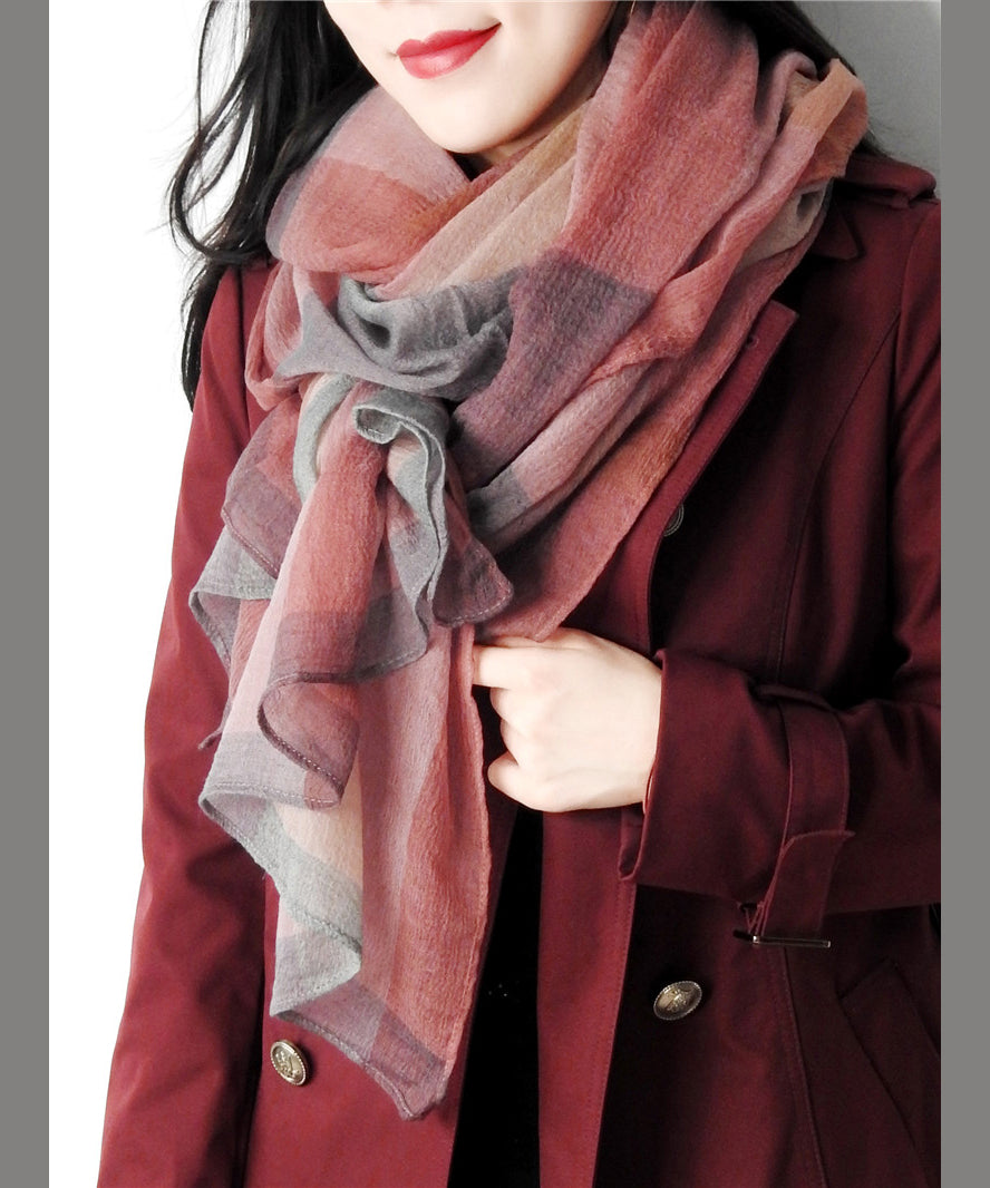 Colorblock Plaid Versatile Woolen Scarf
