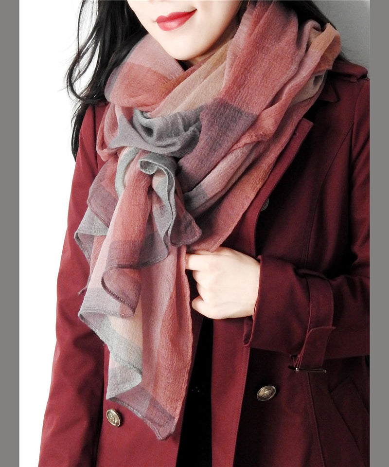 Colorblock Plaid Versatile Woolen Scarf