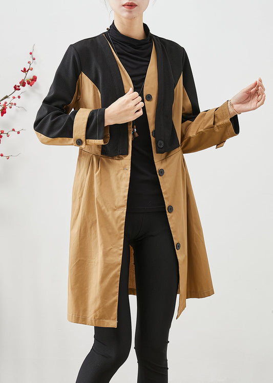 Colorblock Silm Fit Patchwork Cotton Trench Fall
