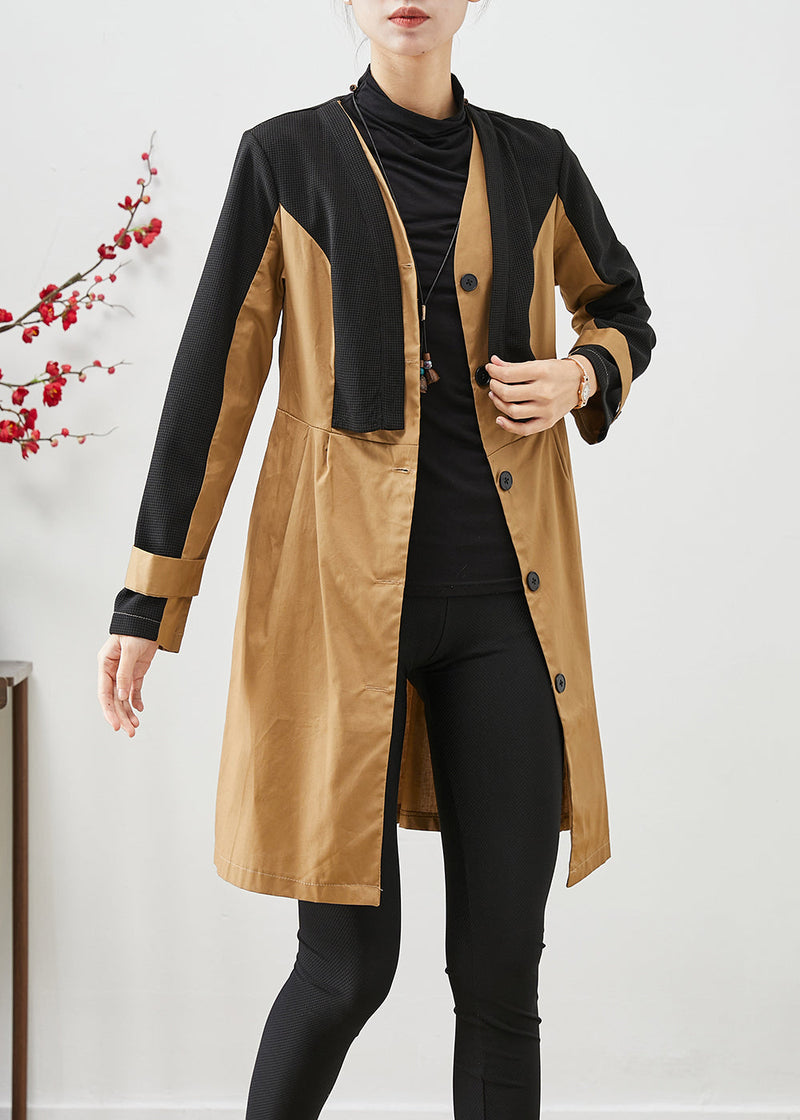 Colorblock Silm Fit Patchwork Cotton Trench Fall