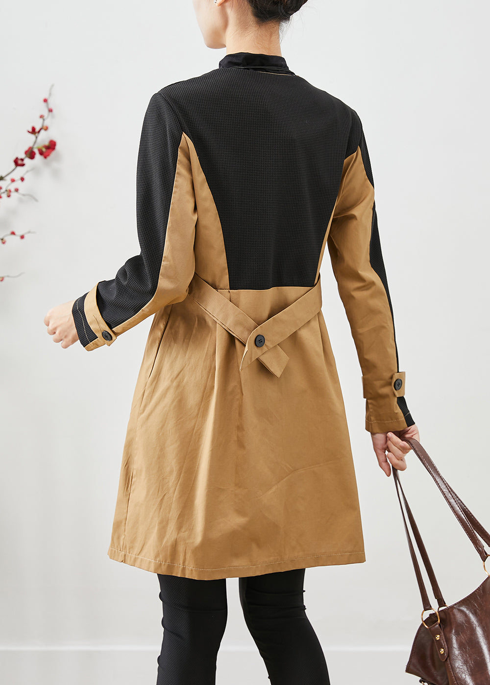 Colorblock Silm Fit Patchwork Cotton Trench Fall