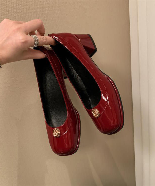Comfortable Versatile Black Splicing Chunky Heel