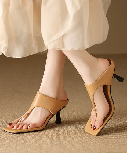 Green High Heel Flip Flops Faux Leather