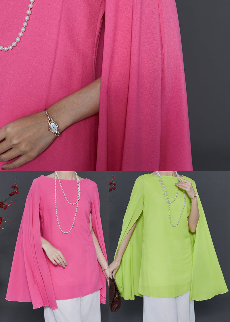 Fruit Green Asymmetrical Chiffon Blouse Summer