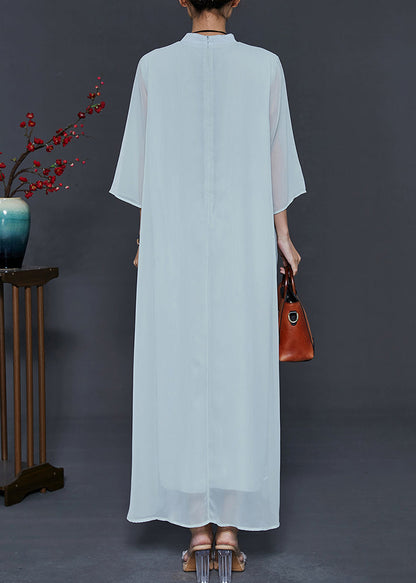 Green Asymmetrical Nail Bead Chiffon Oriental Dress Summer