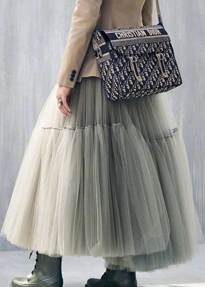 Green Cinched Wrinkled Tulle Skirts Spring