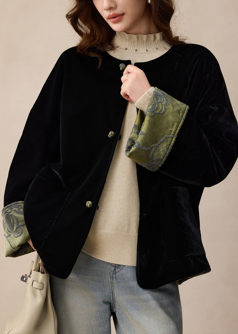 Green Jacquard Wear on Both Sides Silk Jackets Spring