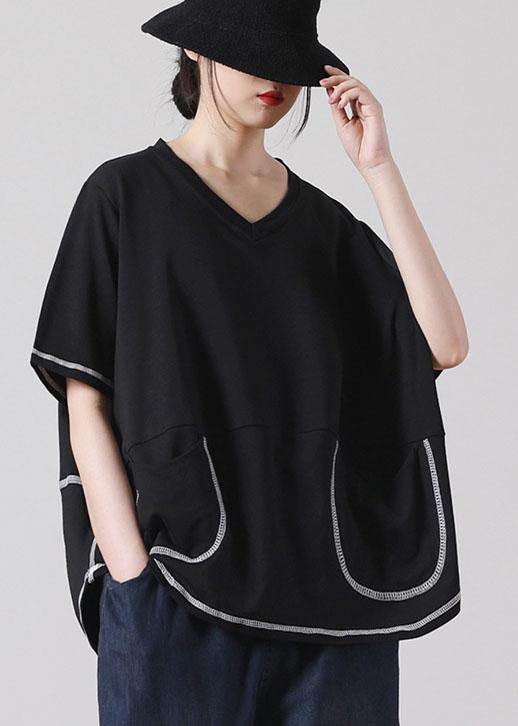 Green V Neck Short Sleeve Cotton Shirt