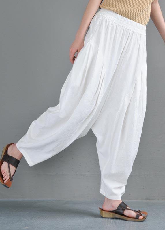 Grey High Waist Cotton Linen Lantern Pants Summer