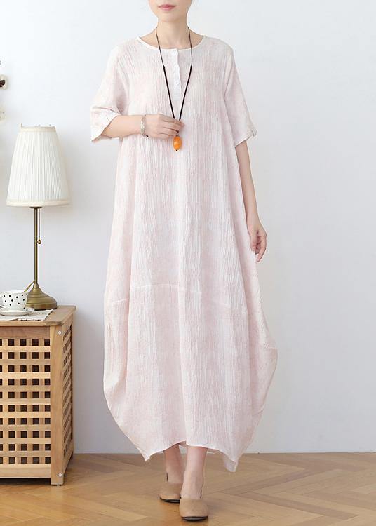 Iight Pink Linen Summer Dress