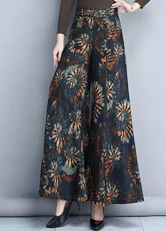 Ink Print Loose Elastic Waist Wide Leg Pants