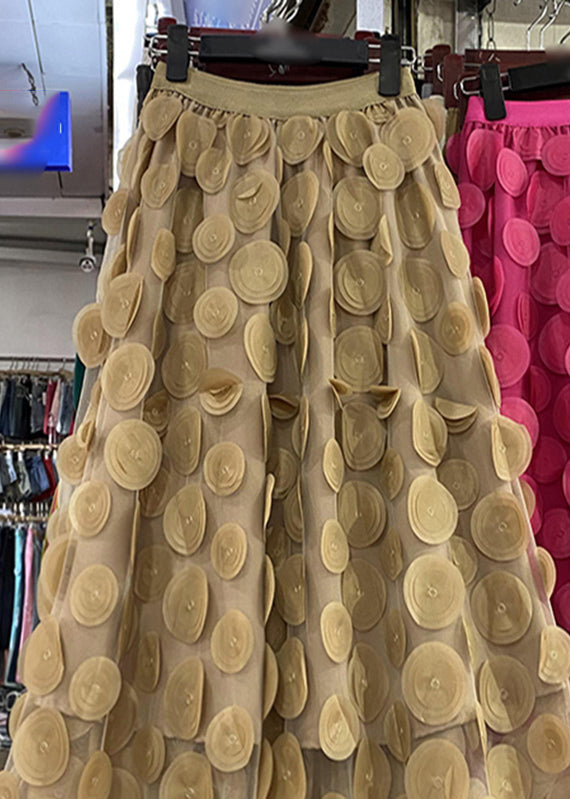 Khaki Tulle Maxi Skirt Spring