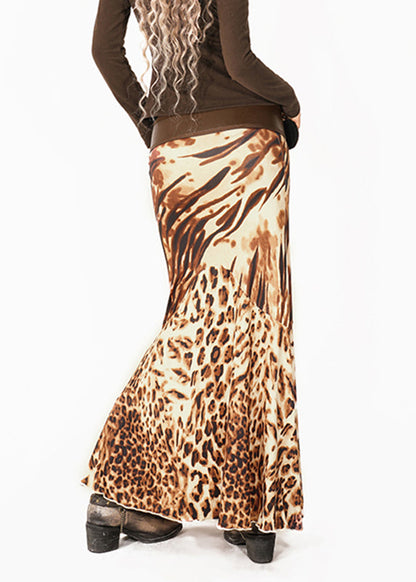 Leopard Print Long Fishtail Skirt Summer