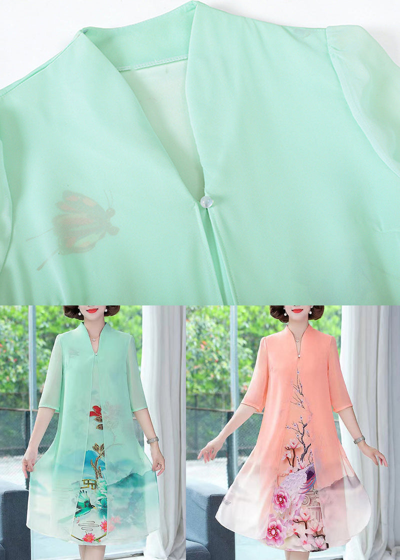 Light Green False Two Pieces Chiffon Dress Summer