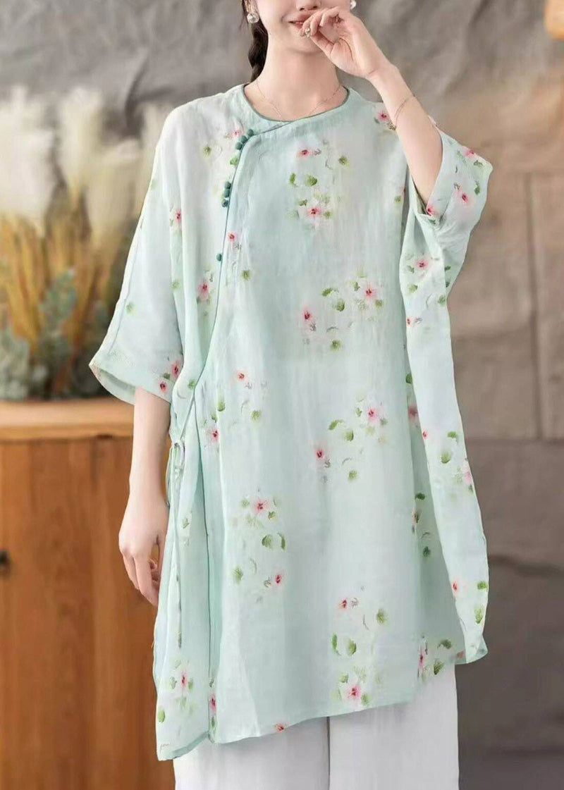 Light Green Side Open Linen Top Fall