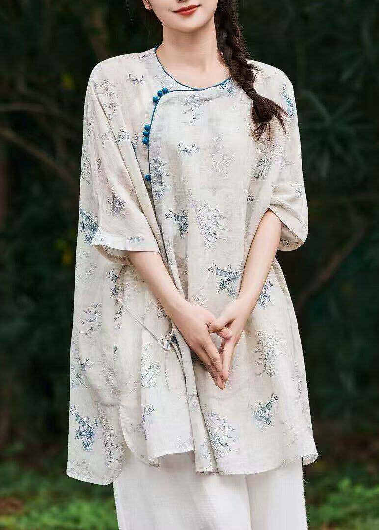 Light Green Side Open Linen Top Fall