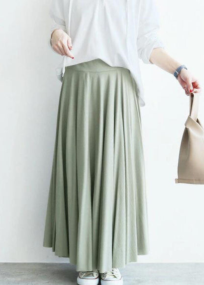 Light Green Wrinkled Exra Large Hem Cotton Skirt Spring
